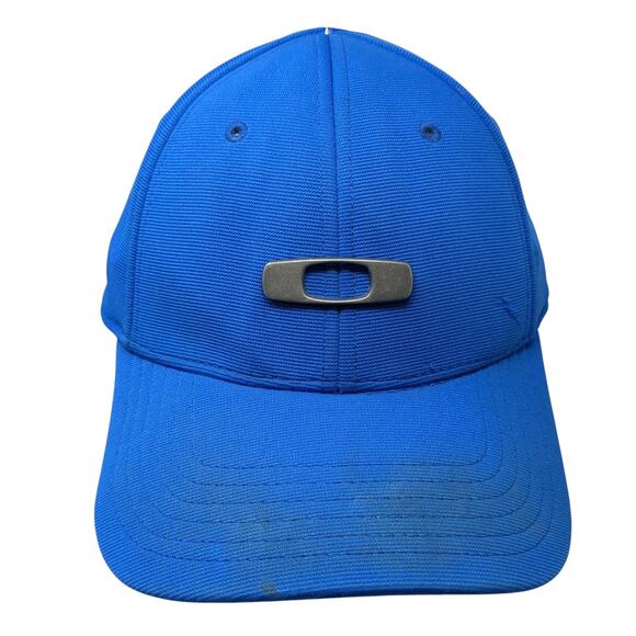 Oakley Fitted Baseball Cap Blue XL Vented Holes 6 Panel Classic Low Flex - Picture 1 of 11